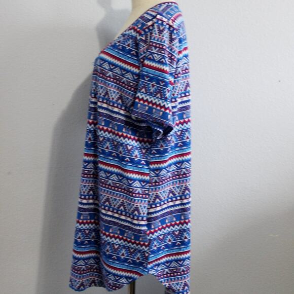 LuLaRoe Colorful Short Sleeve Tribal Print Tunic Hi Low Top Size Large - Picture 6 of 9